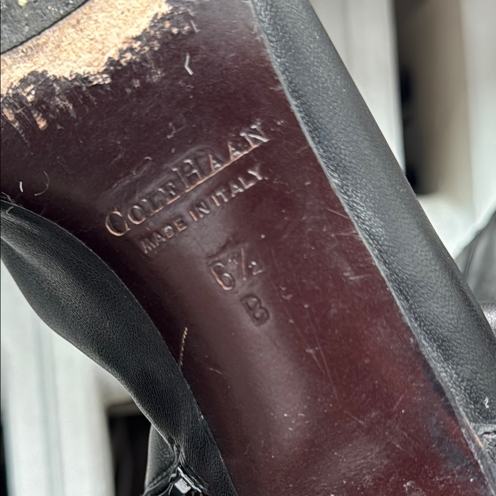 Cole Haan Vintage Leather Black Heeled Mid-Calf Boots Made in Italy - Picture 14 of 15